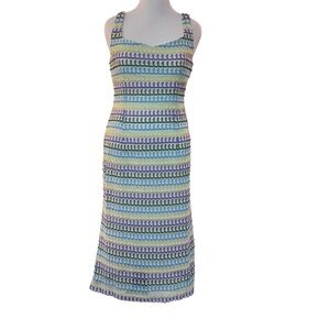 NWT Donna Morgan Blue and Green Patterned Midi Dress size 16